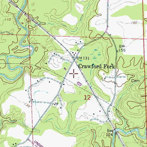 Topographic Map of Crawford Fork, AL