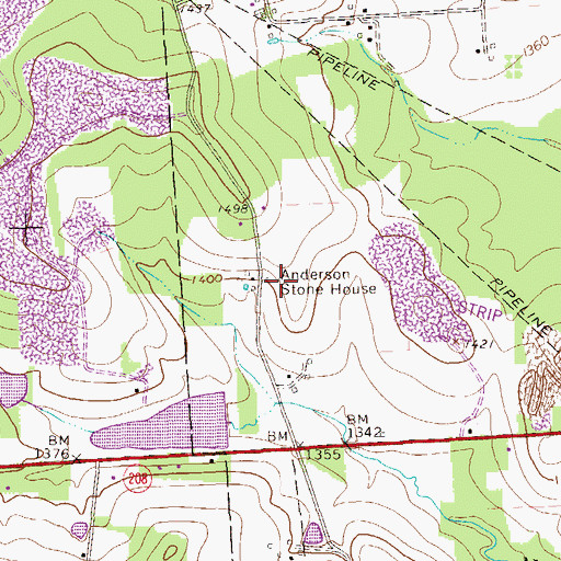 Topographic Map of Anderson Stone House, PA