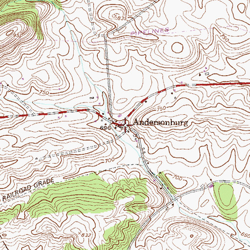 Topographic Map of Andersonburg, PA