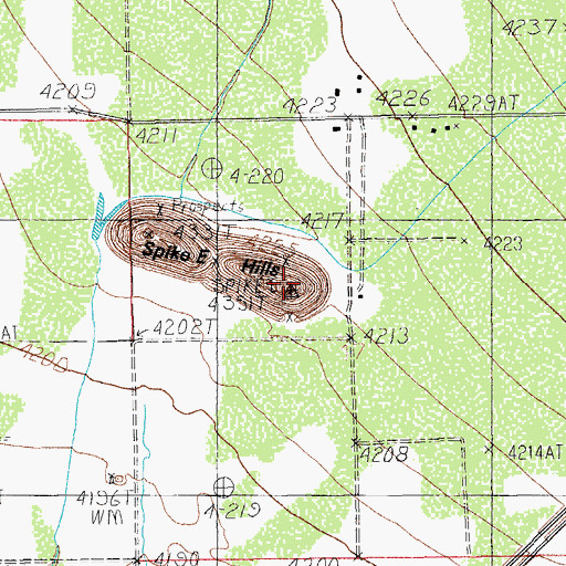 Topographic Map of Spike E Hills, AZ