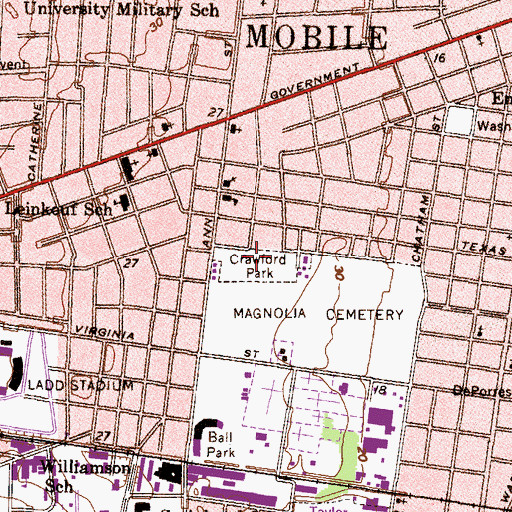 Topographic Map of Crawford Park, AL