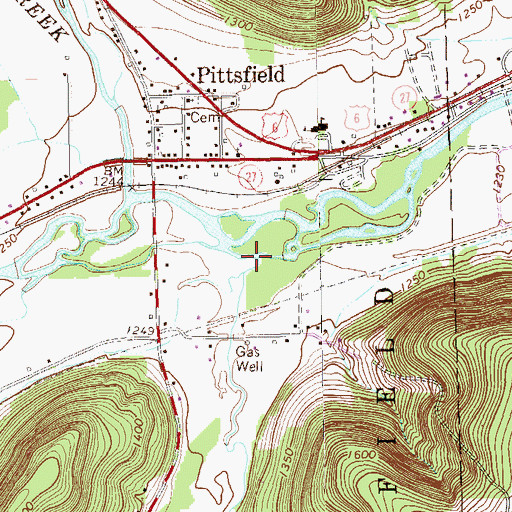 Topographic Map of Andrews Run, PA