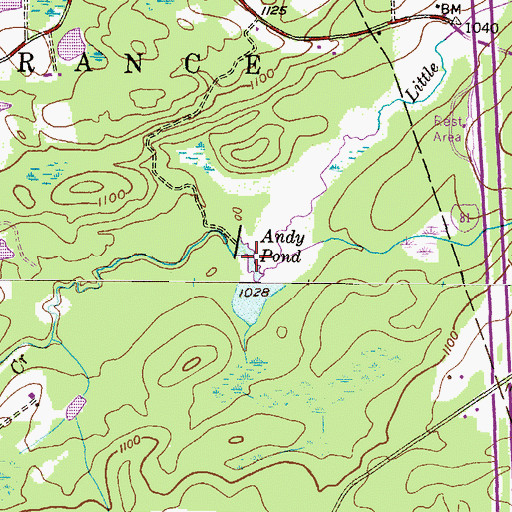 Topographic Map of Andy Pond, PA