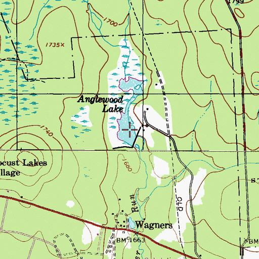 Topographic Map of Anglewood Lake, PA