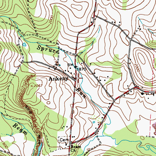 Topographic Map of Ankeny, PA