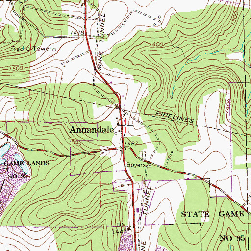 Topographic Map of Annandale, PA