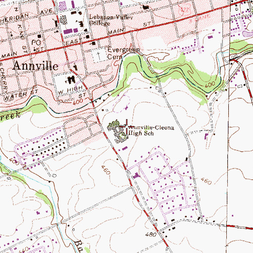 Topographic Map of Annville-Cleona High School, PA