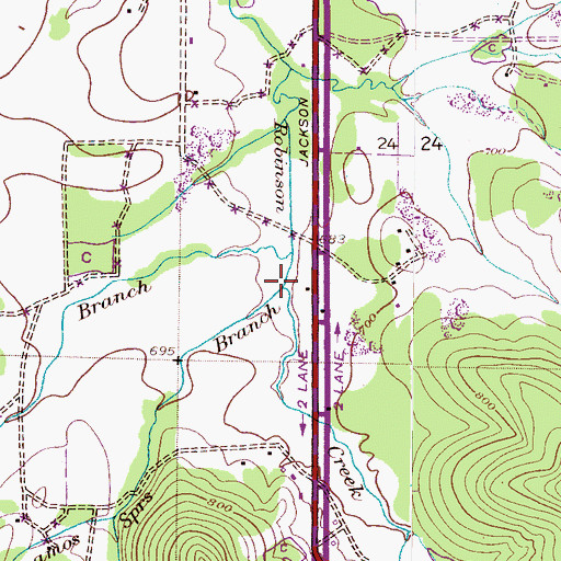 Topographic Map of Creamos Springs Branch, AL