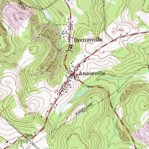 Topographic Map of Ansonville, PA