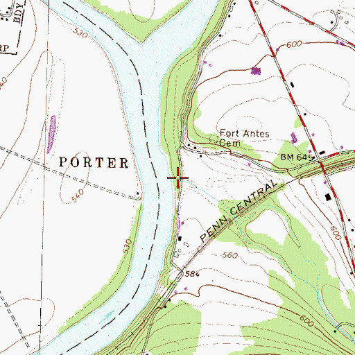 Topographic Map of Antes Creek, PA