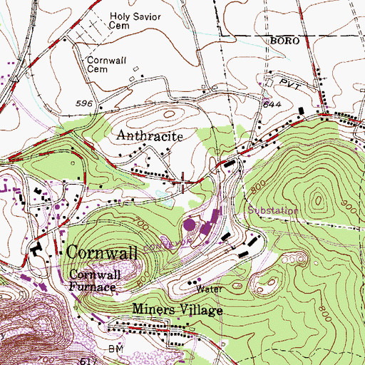 Topographic Map of Anthracite, PA