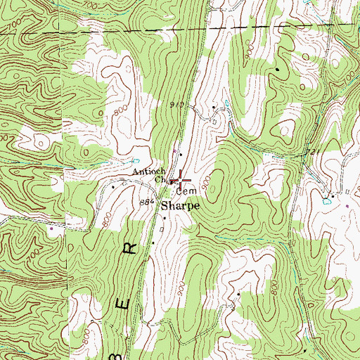 Topographic Map of Antioch Church, PA