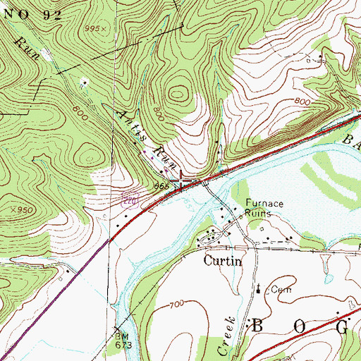 Topographic Map of Antis Run, PA