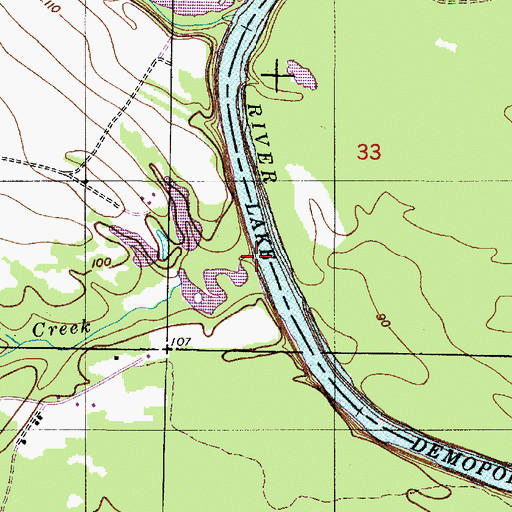 Topographic Map of Creehill Creek, AL