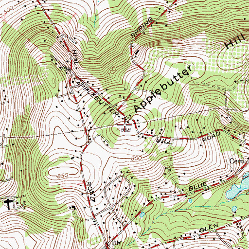 Topographic Map of Applebutter Hill, PA
