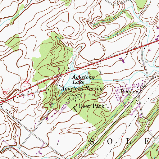 Topographic Map of Aquetong Lake, PA