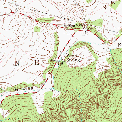 Topographic Map of Arch Spring, PA