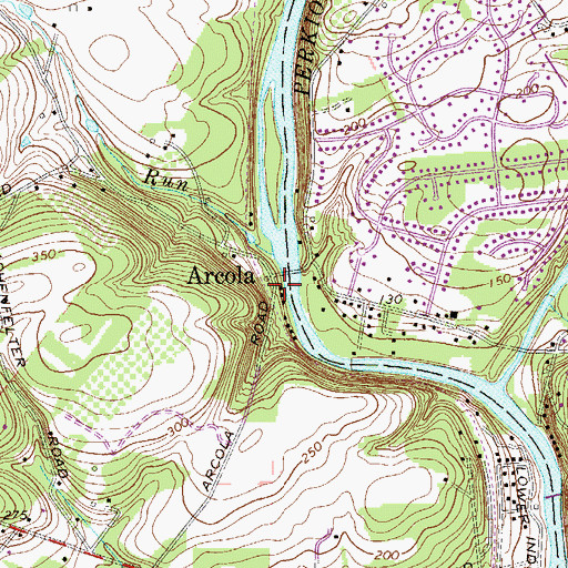 Topographic Map of Arcola, PA