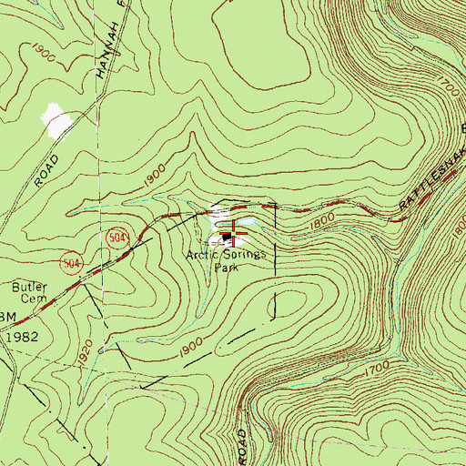 Topographic Map of Arctic Springs Park, PA