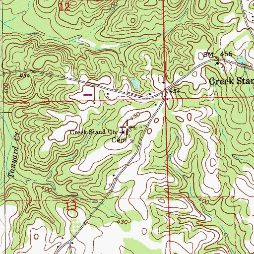 Topographic Map of Creek Stand Church, AL