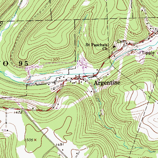 Topographic Map of Argentine, PA