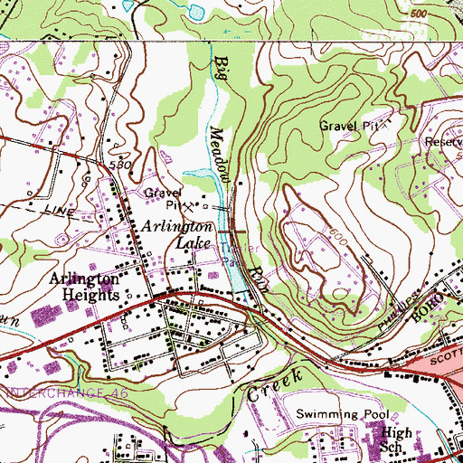 Topographic Map of Arlington Lake, PA