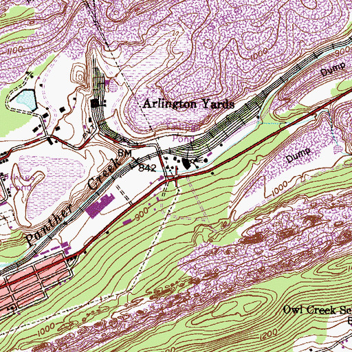 Topographic Map of Arlington Yards, PA