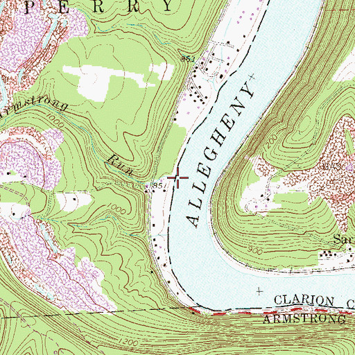 Topographic Map of Armstrong Run, PA