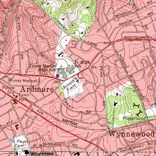 Topographic Map of Arnold Field, PA