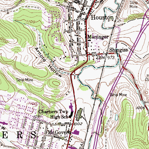Topographic Map of Arnold Hollow, PA