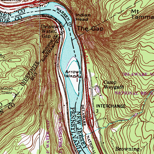 Topographic Map of Arrow Island, PA