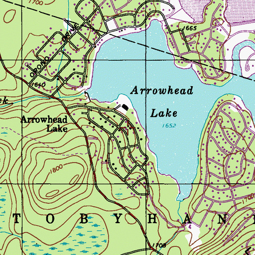 Topographic Map of Arrowhead Lake, PA