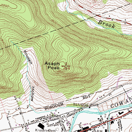 Topographic Map of Asaph Peak, PA