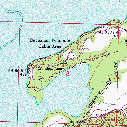 Topographic Map of Crenshaw Cemetery, AL
