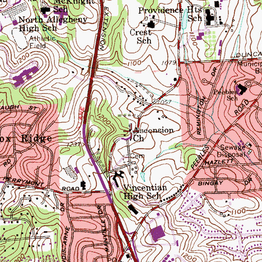 Topographic Map of Ascension Church, PA