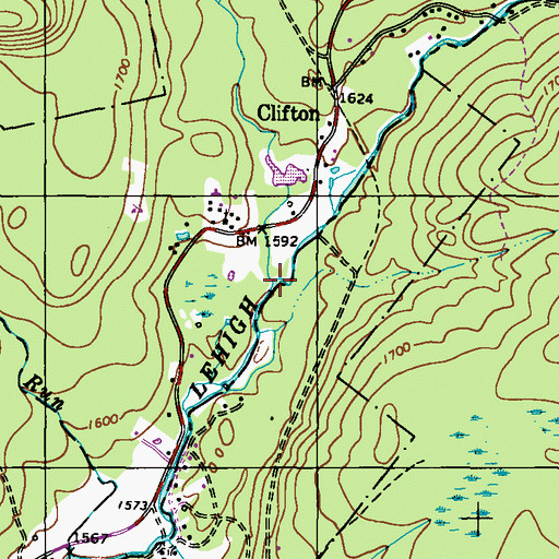 Topographic Map of Ash Creek, PA