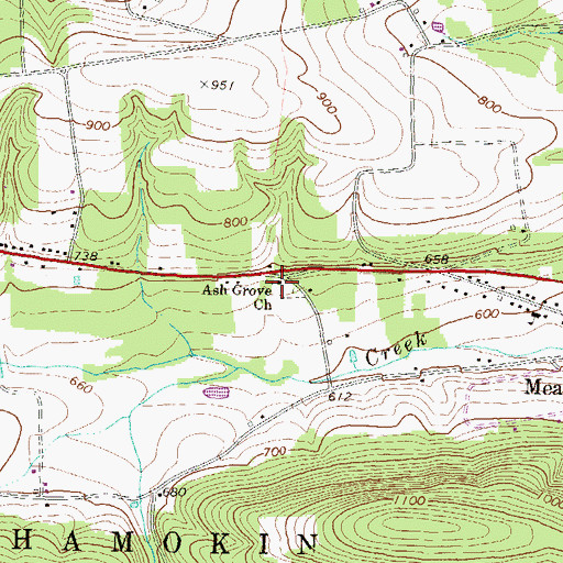 Topographic Map of Ash Grove Church, PA