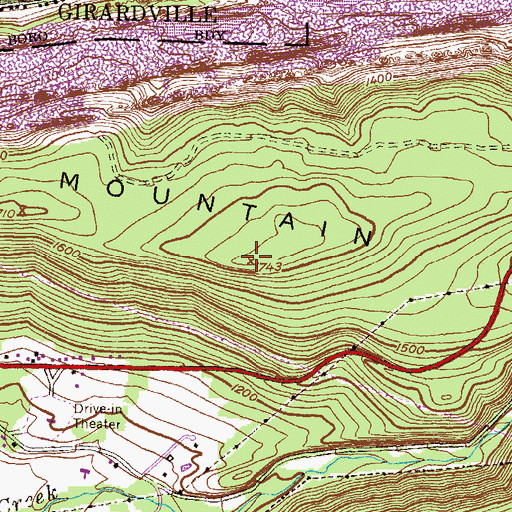 Topographic Map of Ashland Mountain, PA