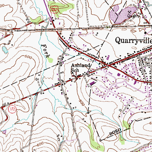 Topographic Map of Ashland School, PA