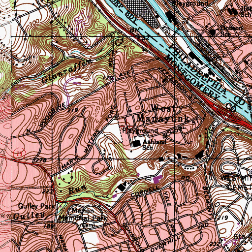 Topographic Map of Ashland School, PA