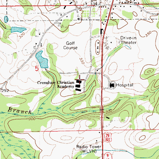 Topographic Map of Crenshaw Christian Academy, AL