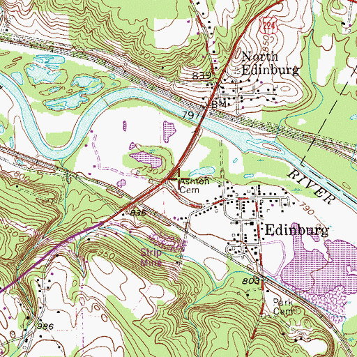 Topographic Map of Ashton Cemetery, PA