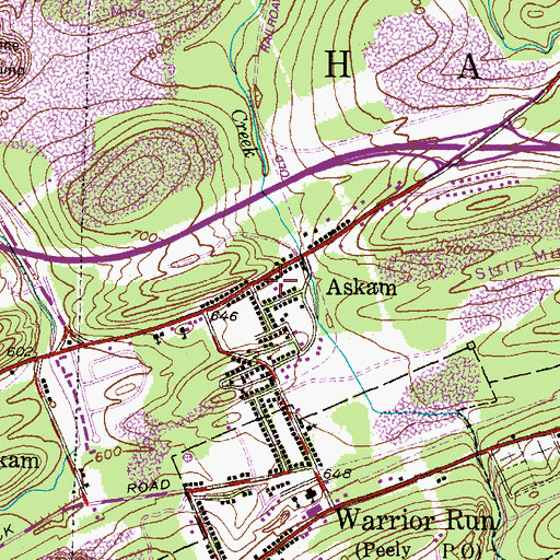 Topographic Map of Askam, PA