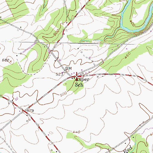 Topographic Map of Asper School, PA