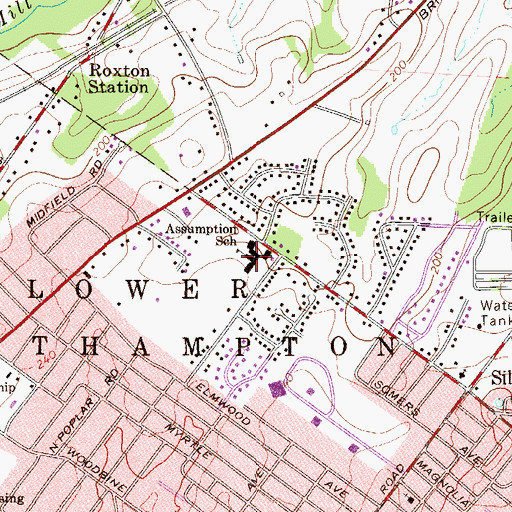 Topographic Map of Assumption School, PA