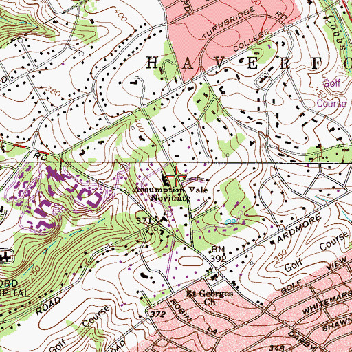 Topographic Map of Assumption Vale Novitiate, PA