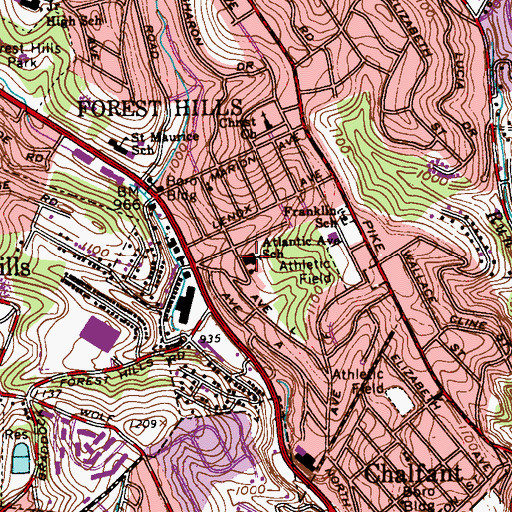 Topographic Map of Atlantic School, PA