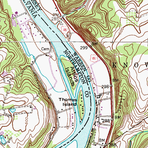 Topographic Map of Attins Islands, PA