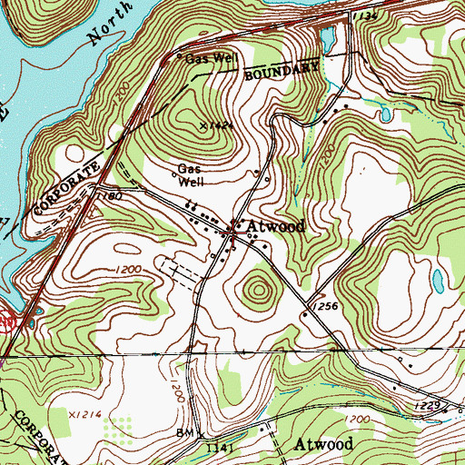 Topographic Map of Atwood, PA