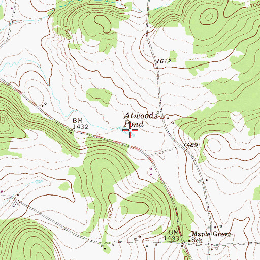 Topographic Map of Atwoods Pond, PA